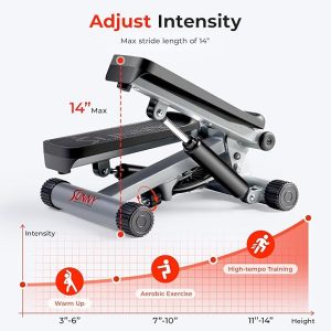 Sunny Health & Fitness Mini Steppers for Exercise at Home, Stair Step Workout Machine with Resistance Bands, Full Body Cardio Equipment, Optional Free SunnyFit App Connection Smart Stepper