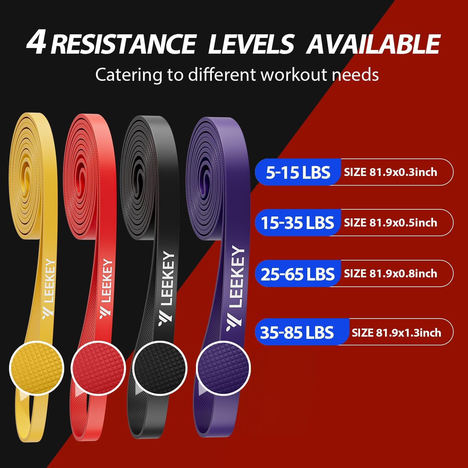 LEEKEY Resistance Bands, Exercise Bands Pull Up Assist Bands - Workout Bands Set - Bands for Working Out,Band for Men and Women Fitness Training, Physical Therapy,Home Workouts - Image 3