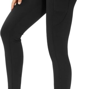 Thick High Waist Yoga Pants with Pockets, Tummy Control Workout Running Yoga Leggings for Women