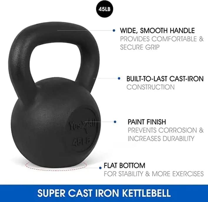 Yes4All 5-80 lbs Cast Iron Kettlebell for Dumbbell Weights Exercises, Gym, Full Body Home Workout Equipment, Push up, Grip and Strength Training - Image 7